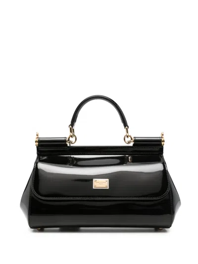 Pre-owned Dolce & Gabbana Sicily Leather Tote Bag In Black