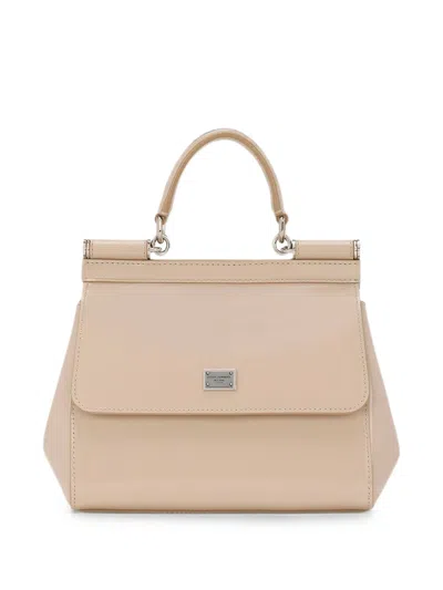 Dolce & Gabbana Sicily Leather Tote Bag In Brown