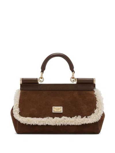 Dolce & Gabbana Sicily Leather Tote Bag In Brown