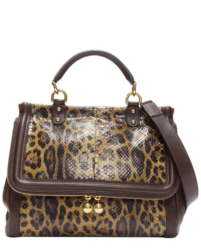 Dolce & Gabbana Sicily Leopard Print Scaled Leather Satchel Bag (authentic  Pre-loved) In Brown