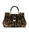 Dolce & Gabbana Sicily Handtasche Mit Leoparden-print In Black
