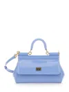 Dolce & Gabbana Small Sicily Elongated Patent Bag In Blue
