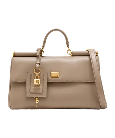 Dolce & Gabbana Sicily Lock-charm Leather Tote Bag