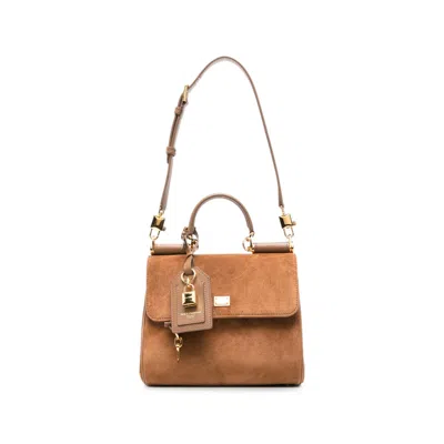 Dolce & Gabbana Sicily Logo-plaque Tote Bag In Brown
