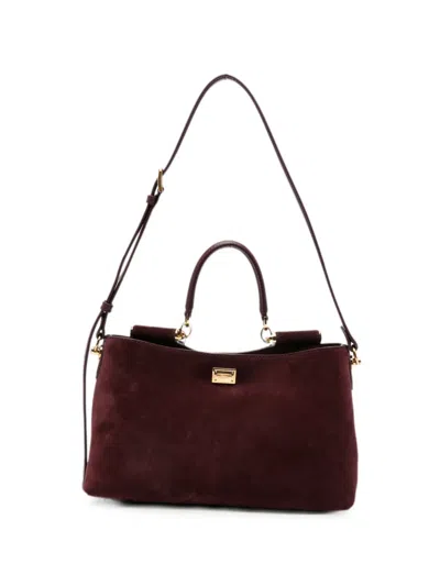 Dolce & Gabbana Sicily Logo-plaque Tote Bag In Burgundy