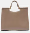 Dolce & Gabbana Sicily Medium Leather Tote Bag In Greige