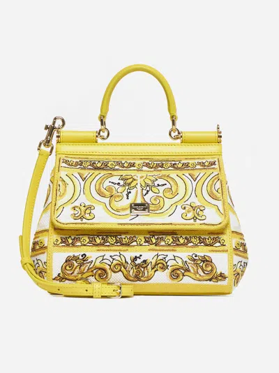 Dolce & Gabbana Nedium Sicily Leather Tote Bag In Yellow