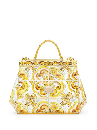 Dolce & Gabbana Kids' Sicily Majolica-print Tote Bag In Yellow