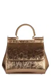Dolce & Gabbana Sicily Media Leather Handbag In Golden