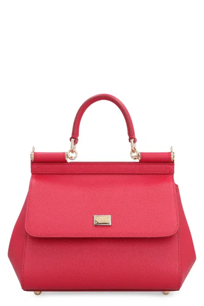 Dolce & Gabbana Sicily Media Leather Handbag In Red