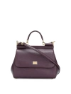 Dolce & Gabbana Medium Sicily Top Handle Bag In Dauphine Leather In Burdeos
