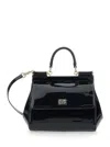 Dolce & Gabbana Sicily Medium Black Handbag With Adjustable And Removable Shoulder Strap And Logo Plaque On The Fron In Black