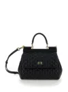 Dolce & Gabbana 'sicily Medium' Black Handbag With Logo Plaque In Quilted Leather Woman