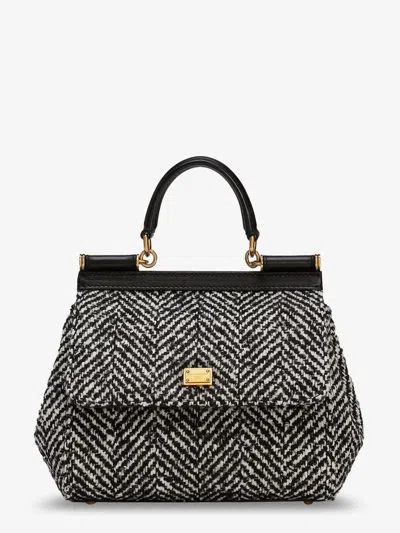 DOLCE & GABBANA SICILY MEDIUM CHEVRON FABRIC SHOULDER BAG