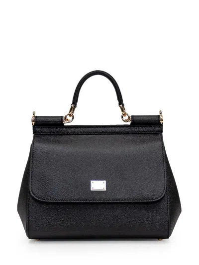 Dolce & Gabbana Sicily Medium Dauphine Bag In Black
