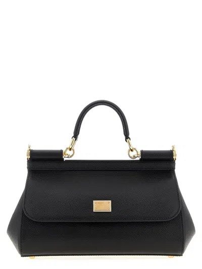 Dolce & Gabbana Sicily Medium Leather Handbag In Black