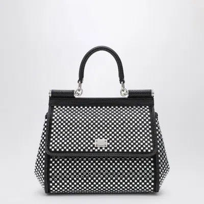 Dolce & Gabbana Sicily Medium Handbag With Crystals In Black