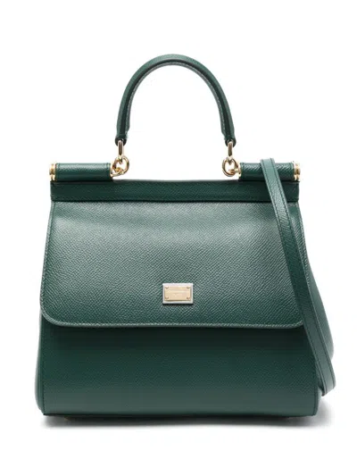 Dolce & Gabbana Sicily Medium Leather Handbag In Green