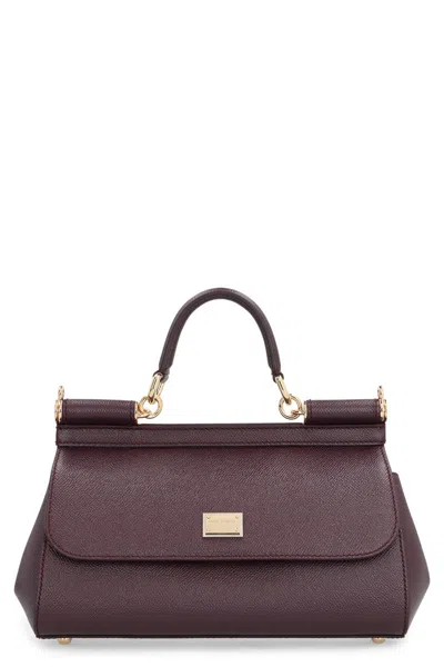 Dolce & Gabbana Sicily Medium Leather Handbag In Purple