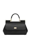 Dolce & Gabbana Sicily Medium Leather Handbag In Black