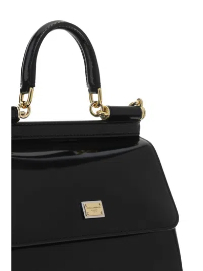 Dolce & Gabbana Sicily Medium Leather Handbag In Black