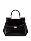Dolce & Gabbana Sicily Kim Animalier Print Medium Leather Bag In Black