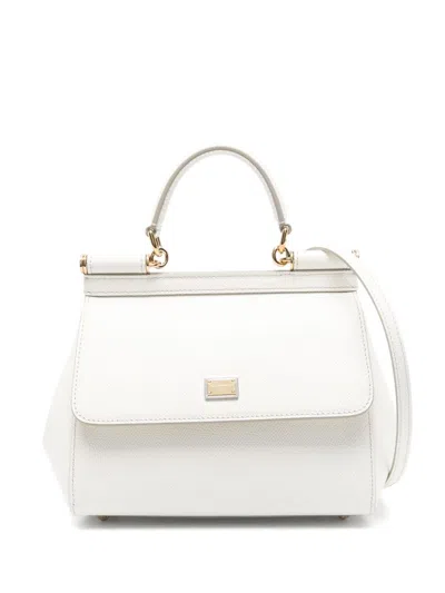 Dolce & Gabbana Sicily Medium Leather Handbag In White