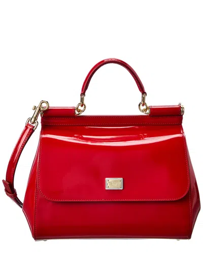 Dolce & Gabbana Sicily Medium Leather Satchel In Red