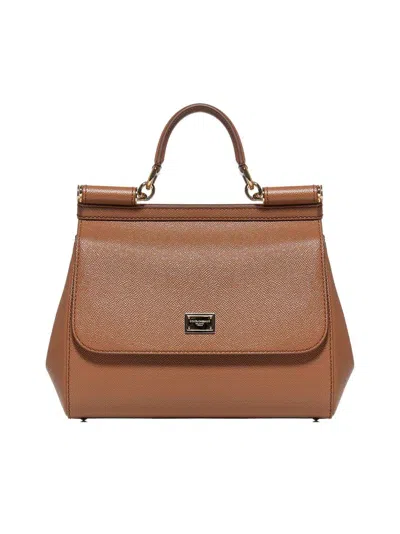 Dolce & Gabbana Sicily Medium Shoulder Bag In Brown