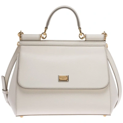 Dolce & Gabbana Sicily Medium Shoulder Bag In White