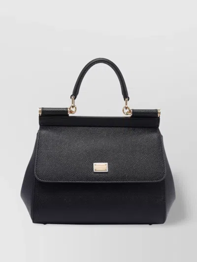 Dolce & Gabbana Sicily Medium Top Handle Cross-body Bag In Black