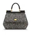 Dolce & Gabbana Women Sicily Medium Chevron Fabric Shoulder Bag In Black