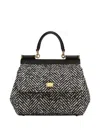 Dolce & Gabbana Sicily Medium Chevron Fabric Shoulder Bag In White