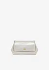 Dolce & Gabbana Sicily Metallic Leather Clutch In Silver