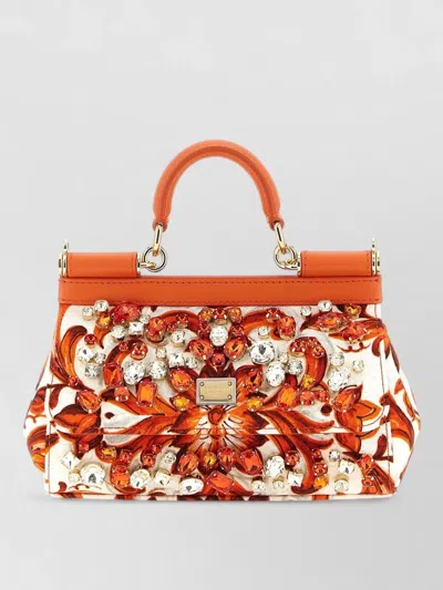 Dolce & Gabbana Sicily Mini Bag Top Handle Strap In Orange