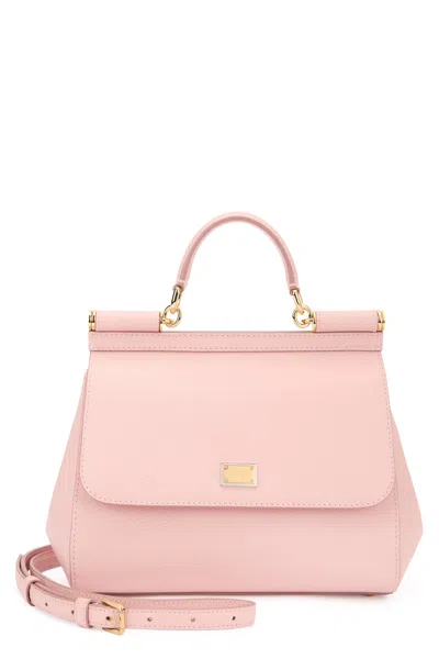 Dolce & Gabbana Sicily Mini Calfskin Dauphine Handbag In Pink