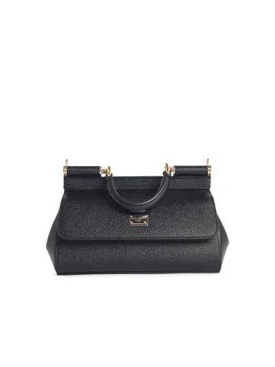 Dolce & Gabbana 'sicily' Mini Handbag In Black 'dauphine' Calf Leather Women