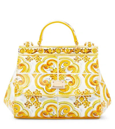 Dolce & Gabbana Kids' Sicily Mini Leather Crossbody Bag In Yellow