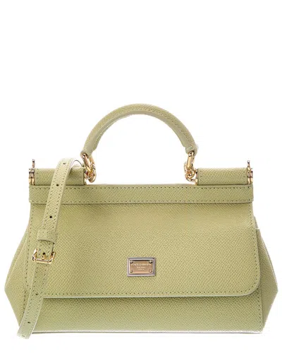 Dolce & Gabbana Sicily Mini Leather Shoulder Bag In Green