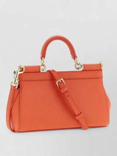 Dolce & Gabbana Sicily Mini Shoulder Bag Gold Hardware In Orange