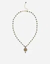 Dolce & Gabbana Necklace With Black Jade And Sapphire Pendant In Gold/black