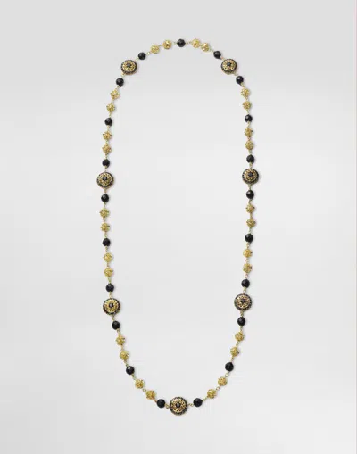 DOLCE & GABBANA SICILY NECKLACE 18-CARAT YELLOW GOLD, BLACK SAPPHIRES AND BLACK JADE