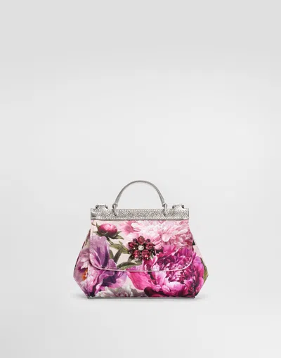 Dolce & Gabbana Kids' Sac À Main Sicily En Brocart À Imprimé Pivoines In Pink