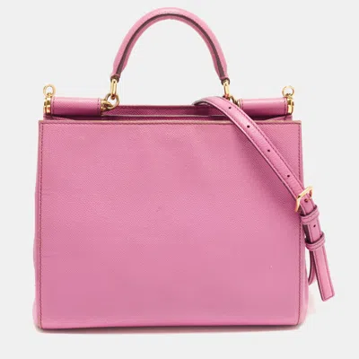 Pre-owned Dolce & Gabbana Sicily Pink Leather Tote
