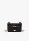 Dolce & Gabbana 'sicily Cube' Black Shoulder Bag With Logo Plaque On The Front And Double Zip In Black