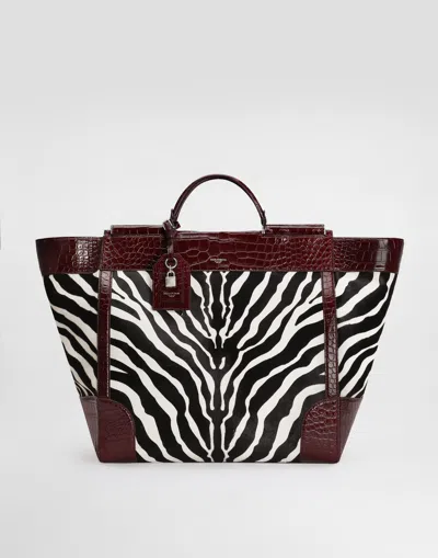 Dolce & Gabbana Sicily Pony And Polished Alligator Tote Bag In Brown