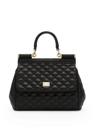 Dolce & Gabbana Sicily Quilted Handbag In Black