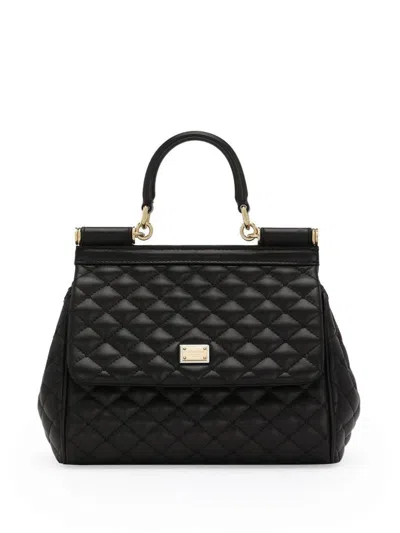 Dolce & Gabbana Sicily Quilted Lambskin Handbag In Black