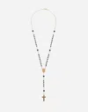 Dolce & Gabbana Sicily Rosary Necklace 18-carat Yellow Gold And Black Jades In Gold/black