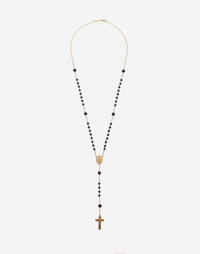 Dolce & Gabbana Rosary Necklace In Gold/black